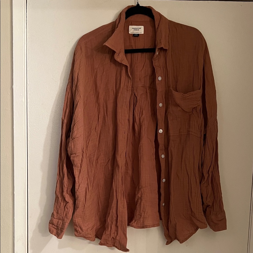 American Eagle Rust Button-Up Shirt